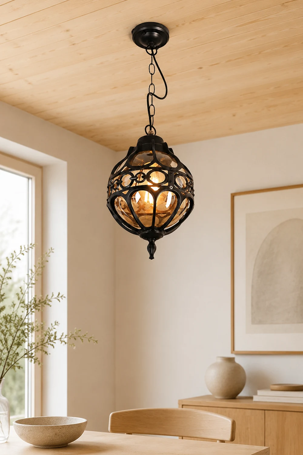 Alessio Loft Sphere Vintage Farmhouse Rustic Pendant Light Black/Bronze Dining Room - Lumpaz