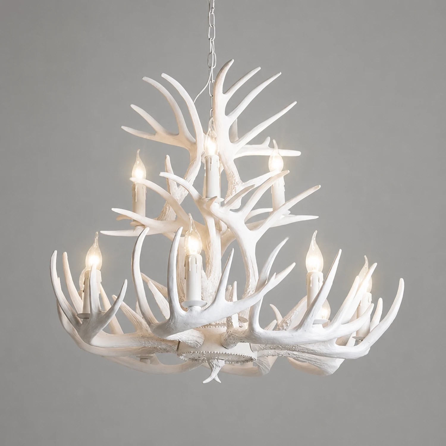 Silva Rustic Antler Metal/Resin Chandelier White Dining Room - Lumpaz