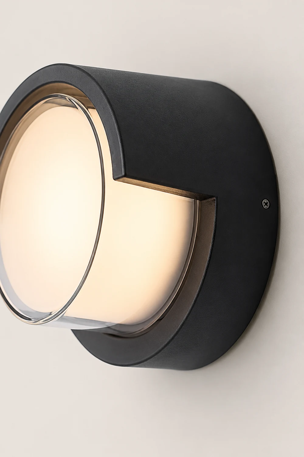 Orr Modern Round/Rectangular Metal/Acrylic Outdoor Wall Lamp, Black - Lumpaz