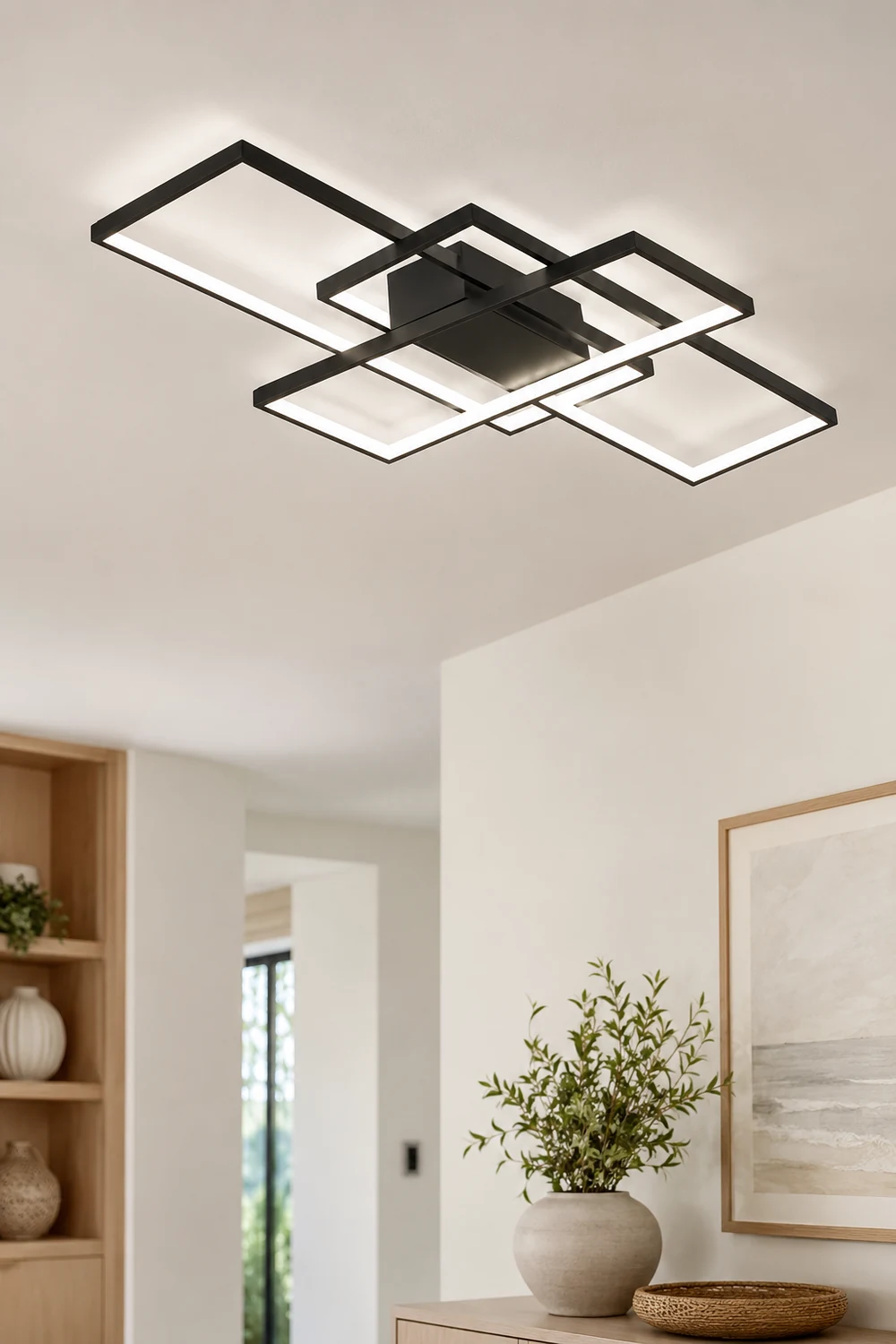 Bouvet Modern Metal Multi Rectangular Flush Mount Ceiling Light, Black/White - Lumpaz