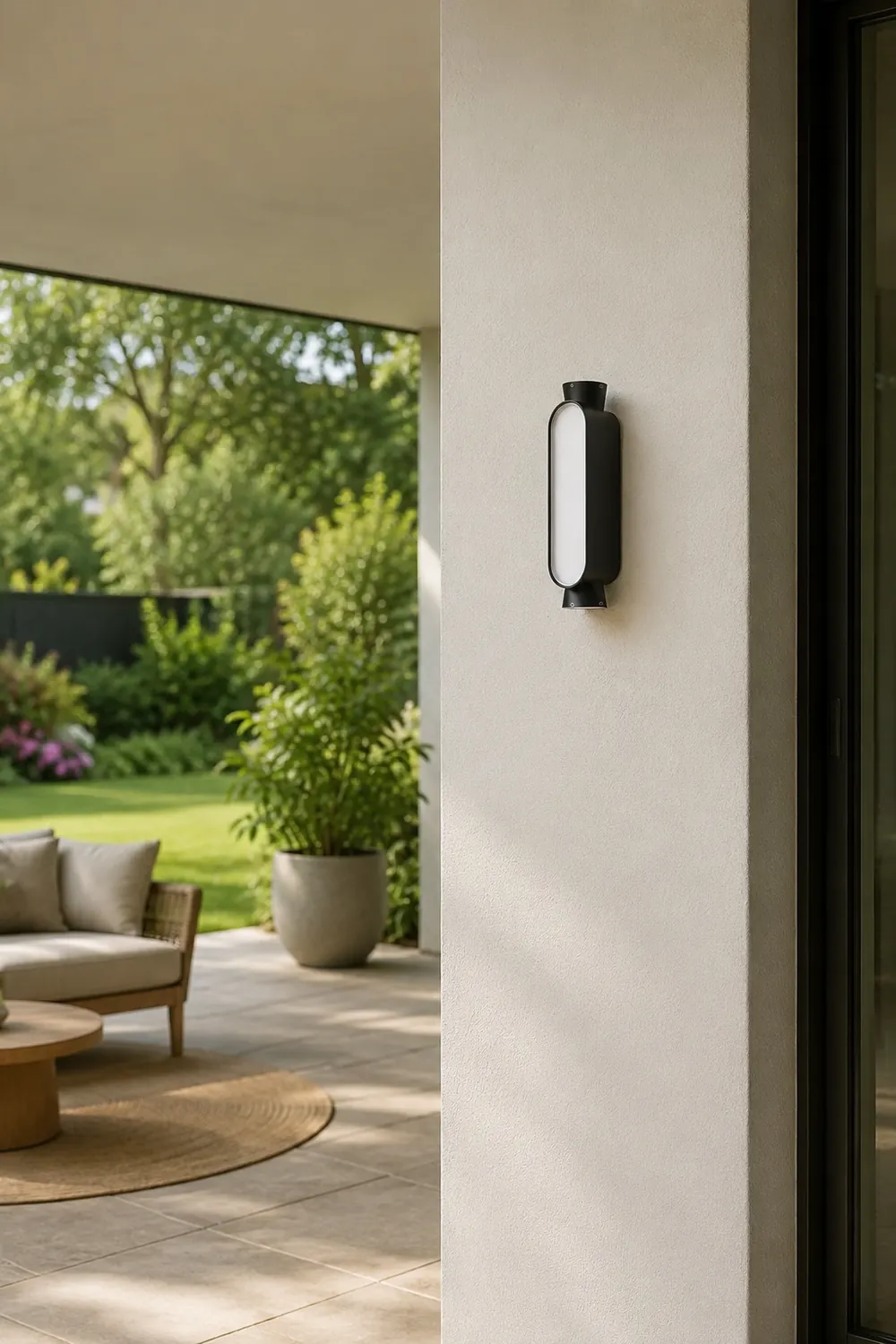 Pena Minimalist Up/Down Acrylic Outdoor Wall Lamp, Black/White - Lumpaz