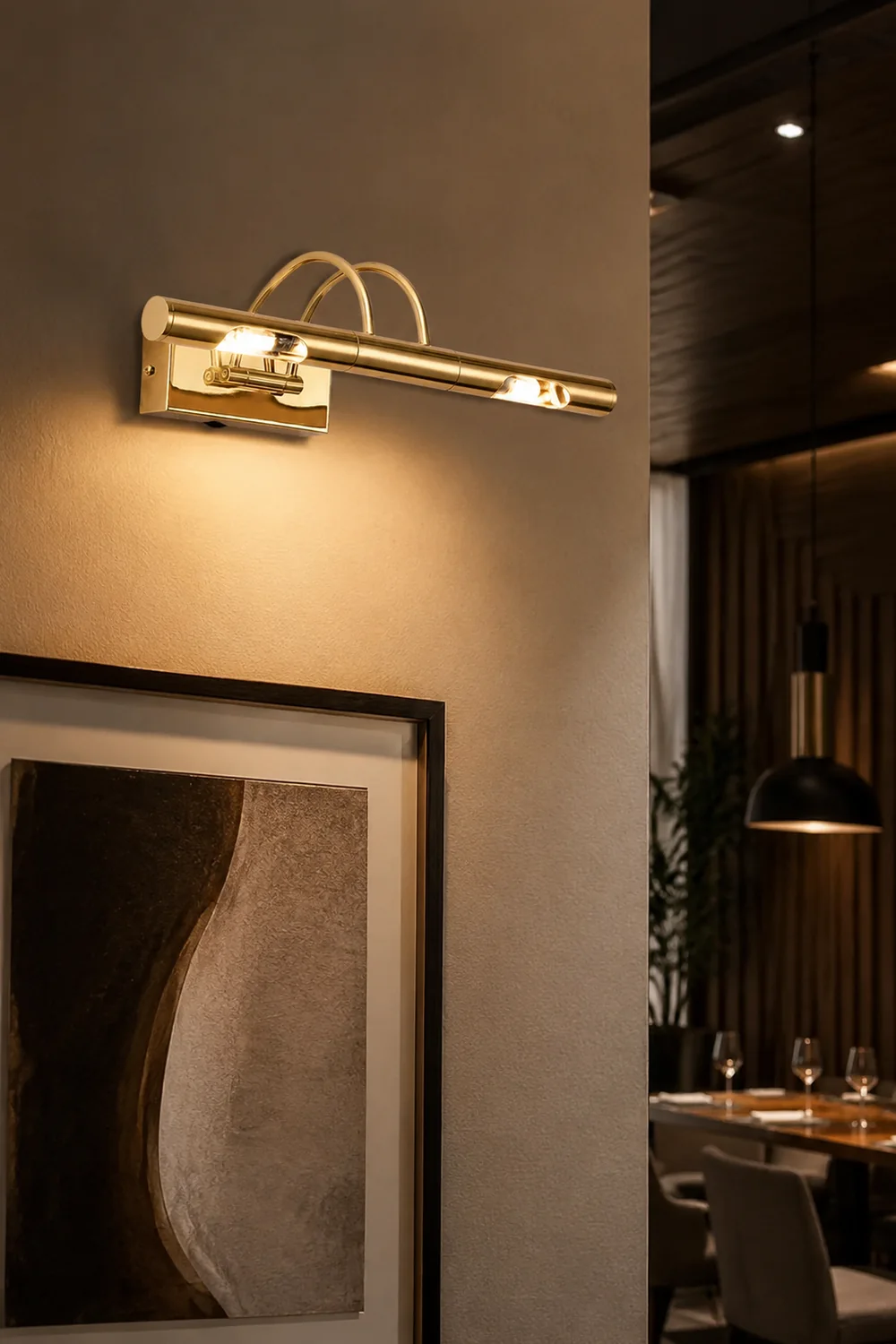 Freja Retro Cylindrical Metal Wall Lamp, Gold, Bathroom - Lumpaz