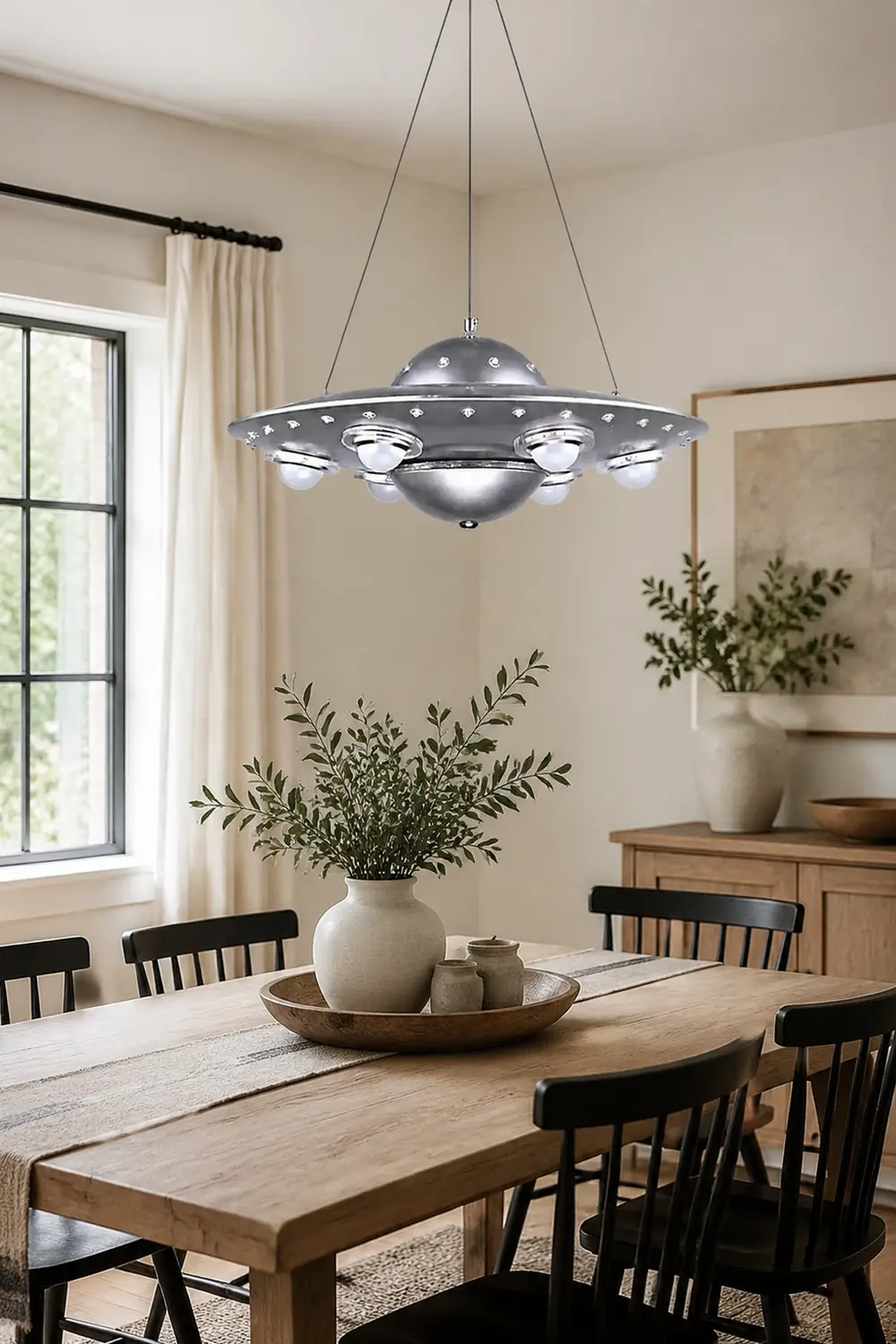 Alessio Modern UFO Metal Kids Pendant Light Silver - Lumpaz