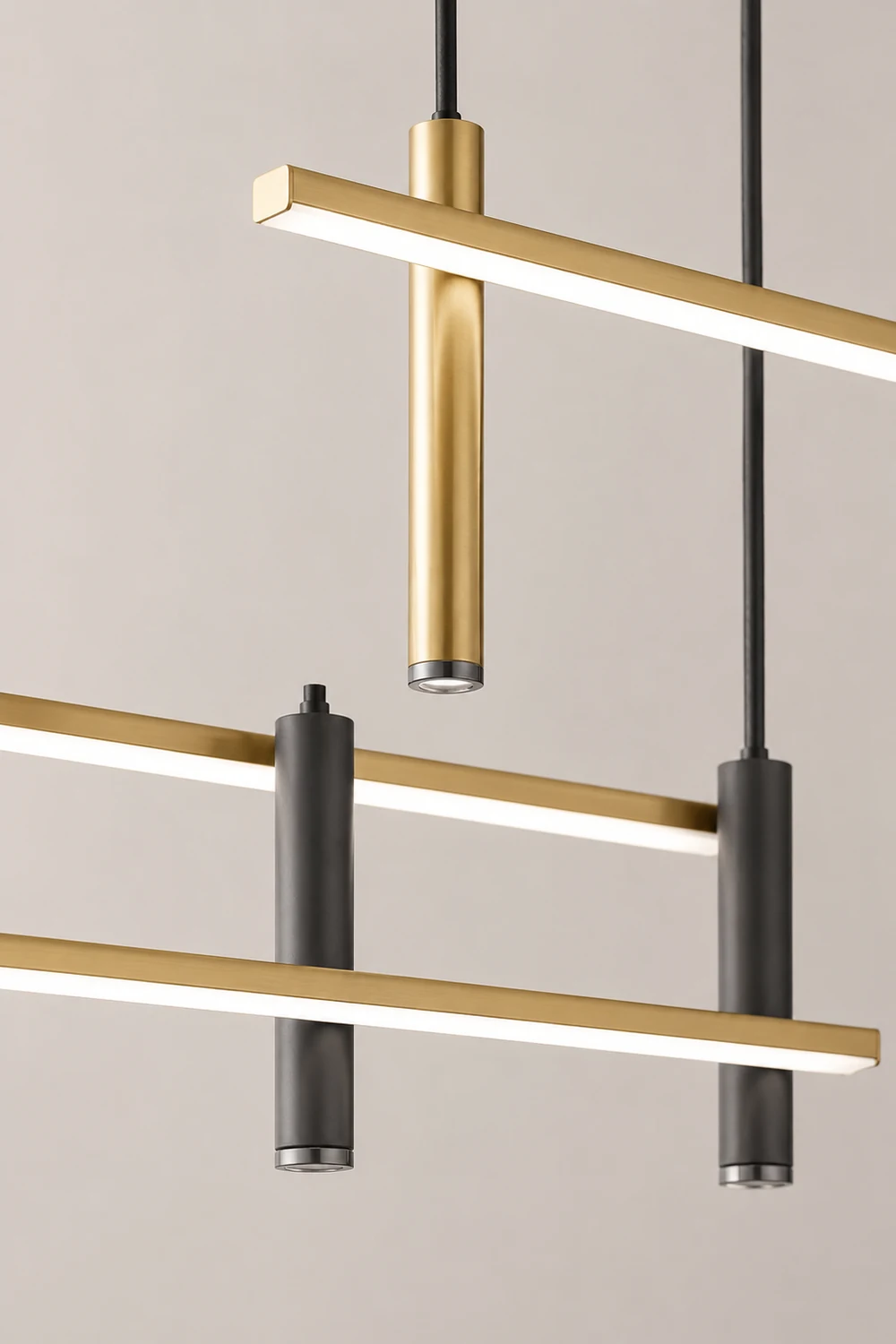 Edge Modern Metal Linear Pendant Light, Black & Gold - Lumpaz