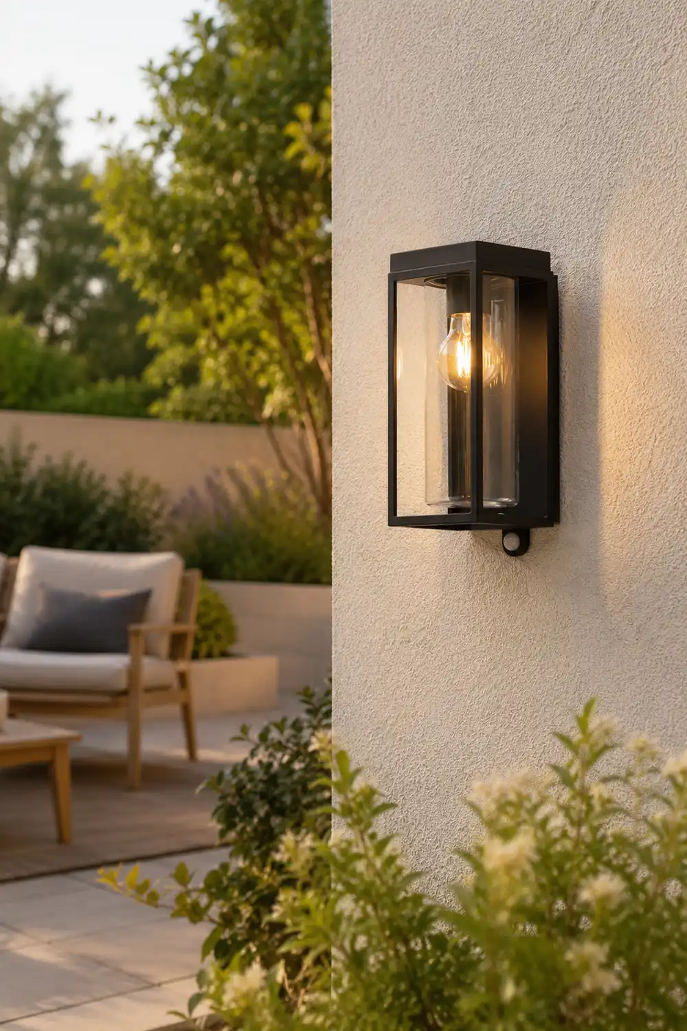 Orr Modern Rectangular Solar Waterproof Metal/Glass Outdoor Wall Lamp, Black - Lumpaz