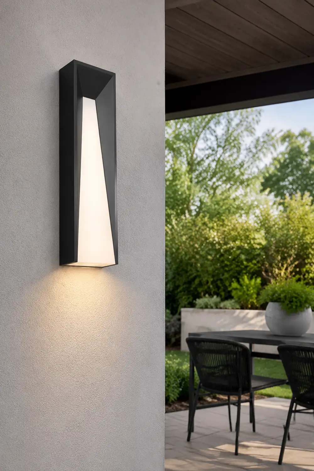 Orr Modern Rectangular Metal Outdoor Wall Lamp, Black/White - Lumpaz