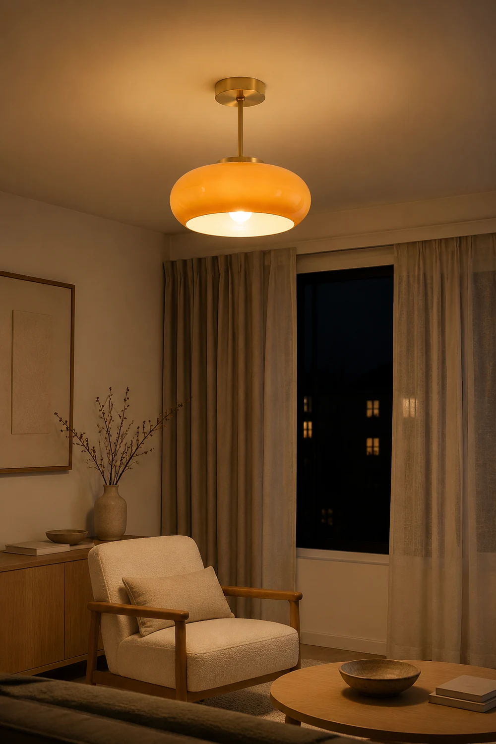 Sanna Modern Semi Flush Mount Ceiling Light, Round - Lumpaz