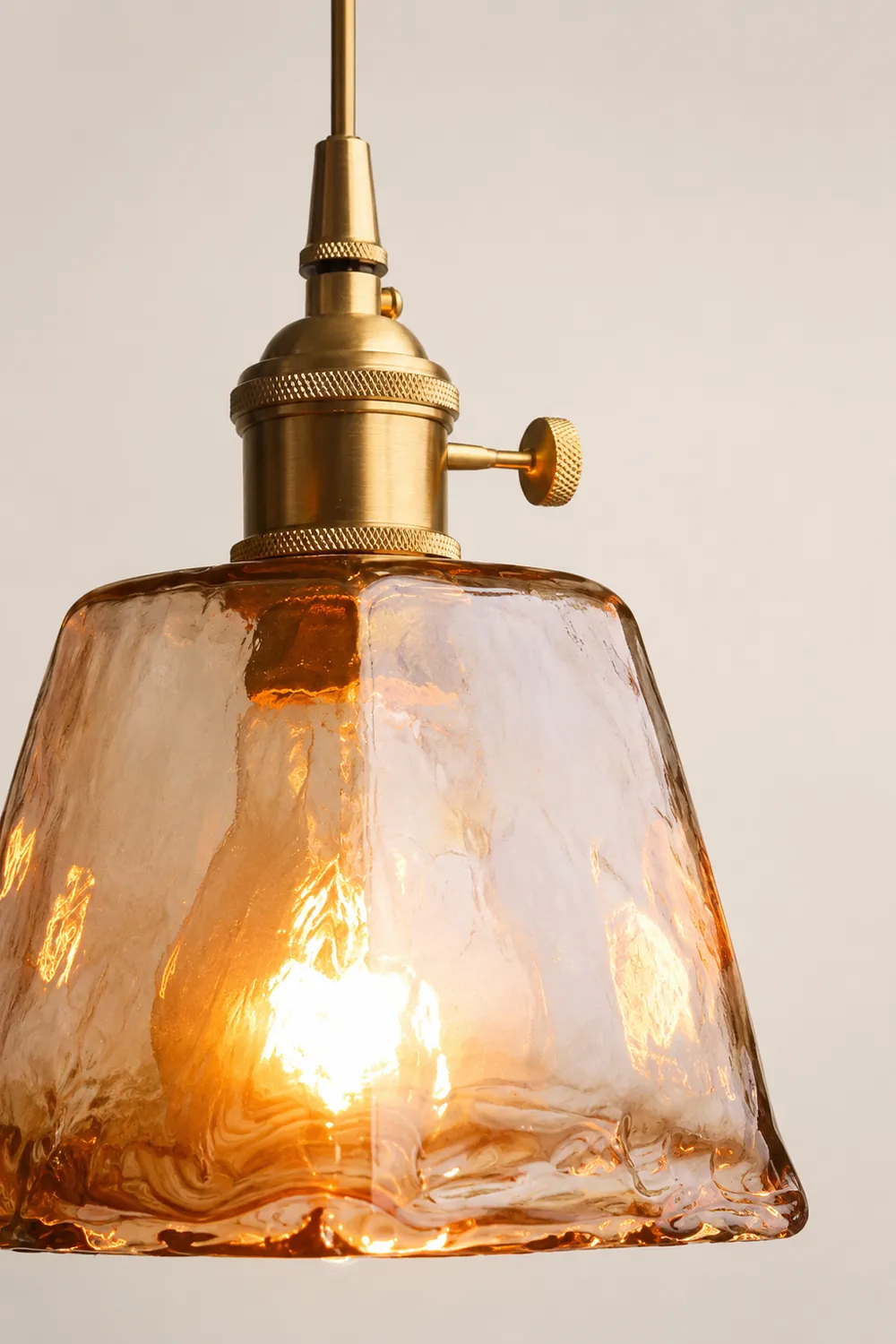 Levy Vintage Style Industrial Pendant Light Retro Metal Glass Brass - Lumpaz