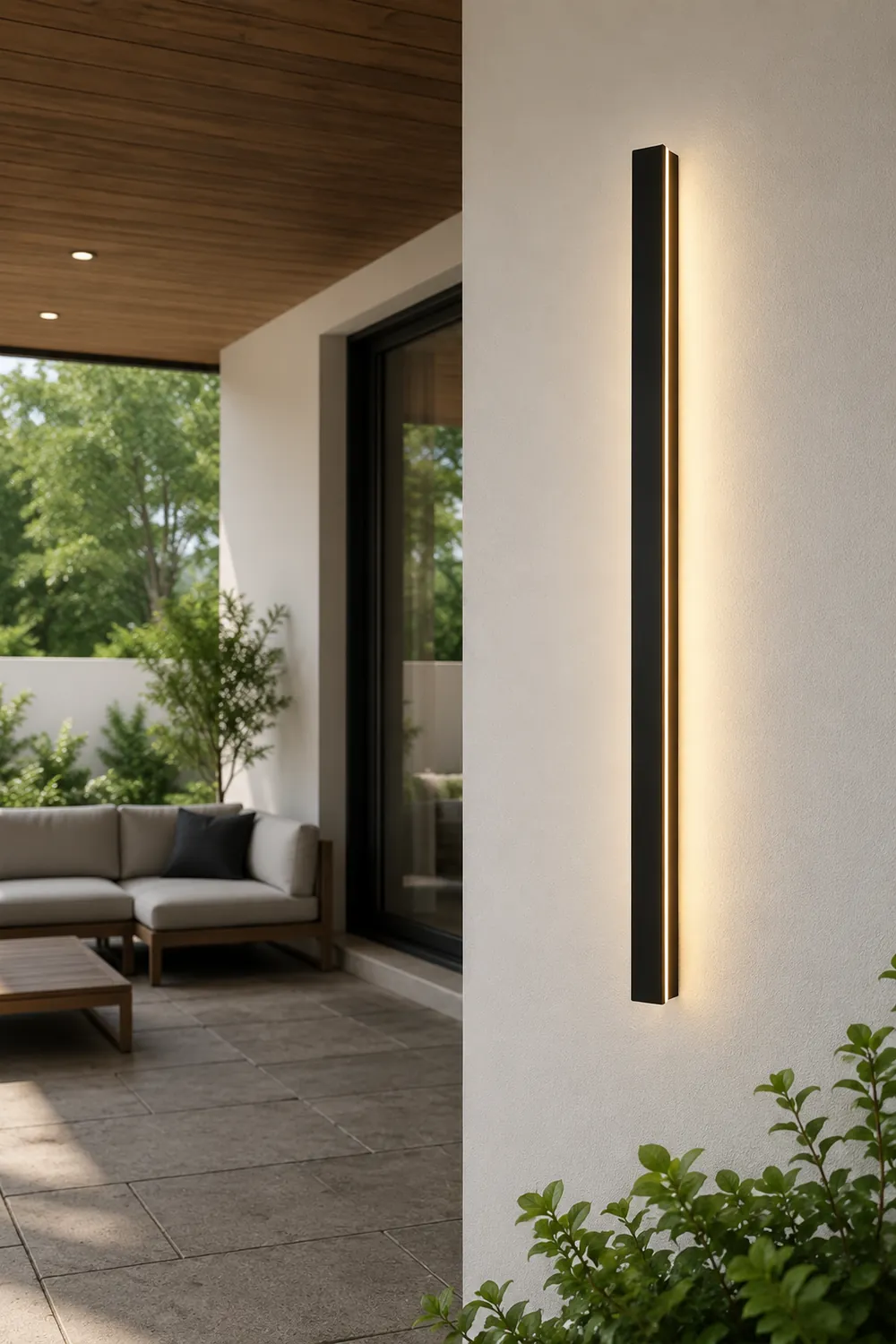 Edge Ripple Minimalist Linear Metal Outdoor Wall Lamp Black Balcony/Terrace - Lumpaz