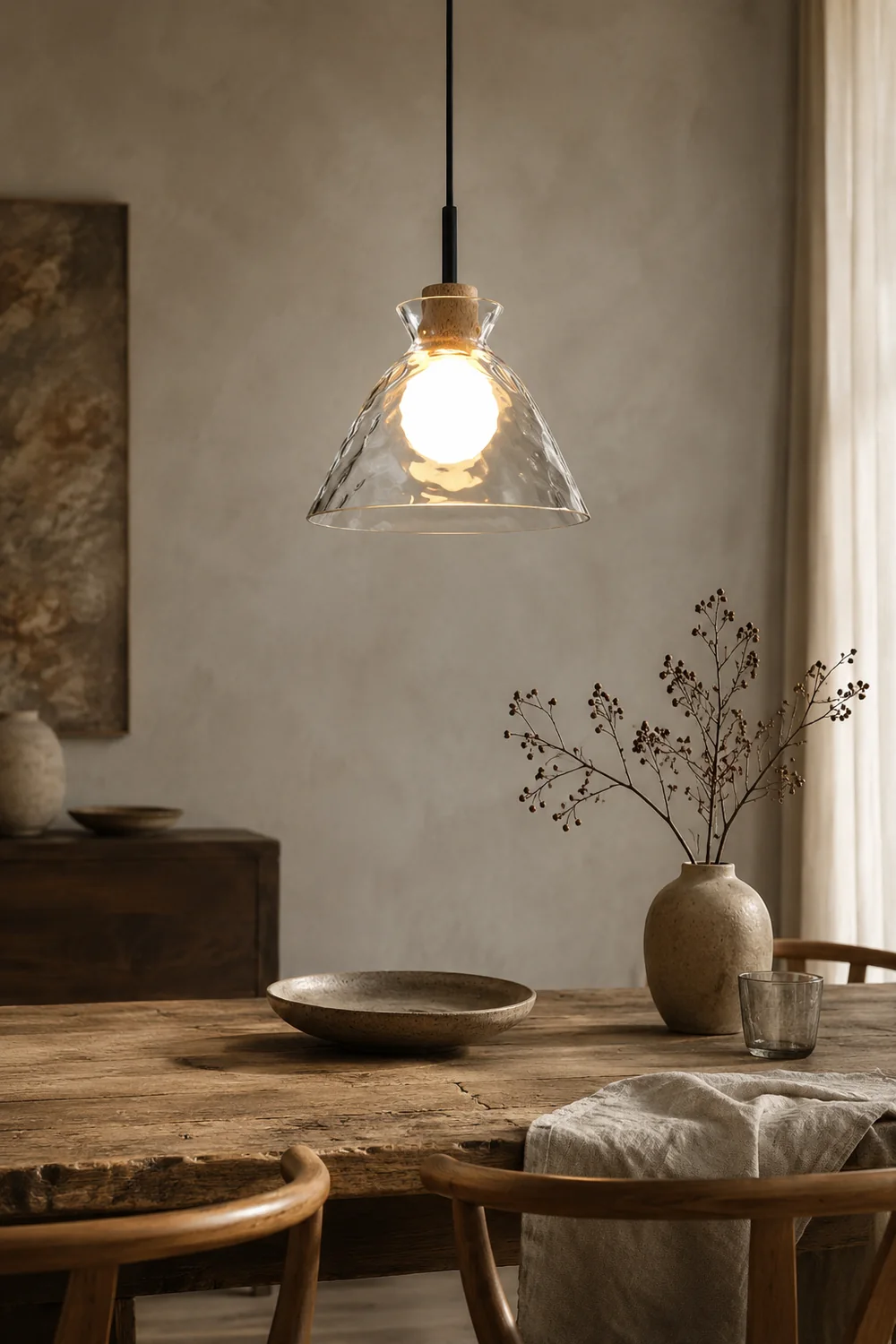 Levy Minimalist Geometric Glass Pendant Light, Dining Room - Lumpaz