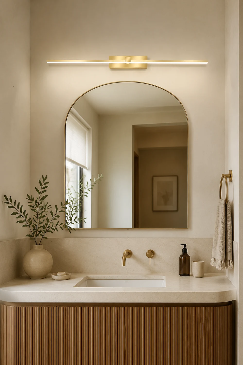 Leigh Modern Linear Mirror Vanity Wall Lamp Gold Bathroom Bedroom - Lumpaz