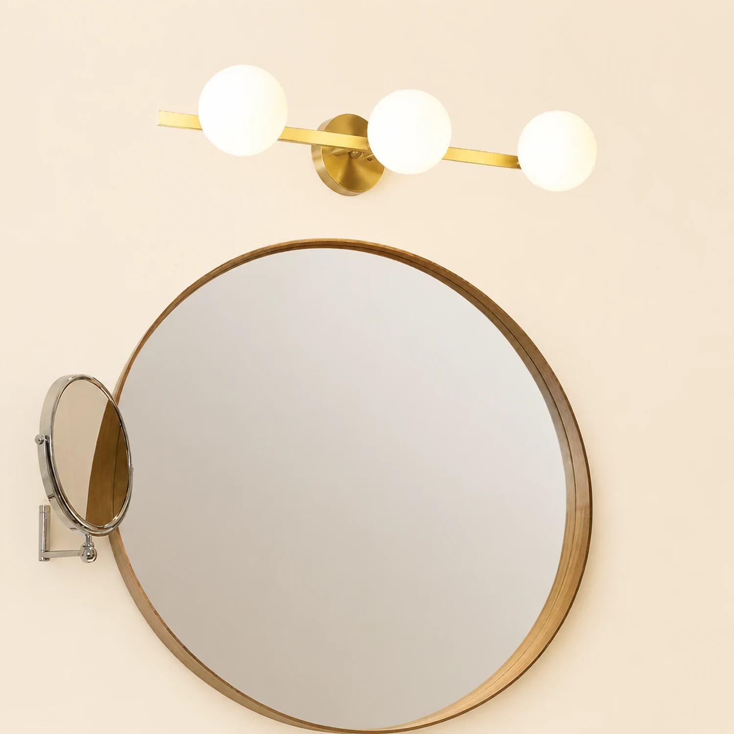 Valentina Retro Globe Linear Metal/Glass Wall Lamp, Gold, Bathroom - Lumpaz