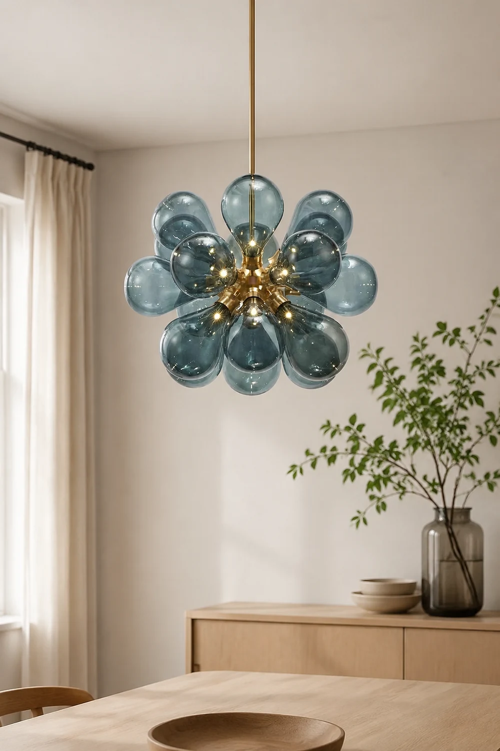 Valentina Glass Bubble Pendant Light for Kitchen Island, Blue/White/Purple - Lumpaz