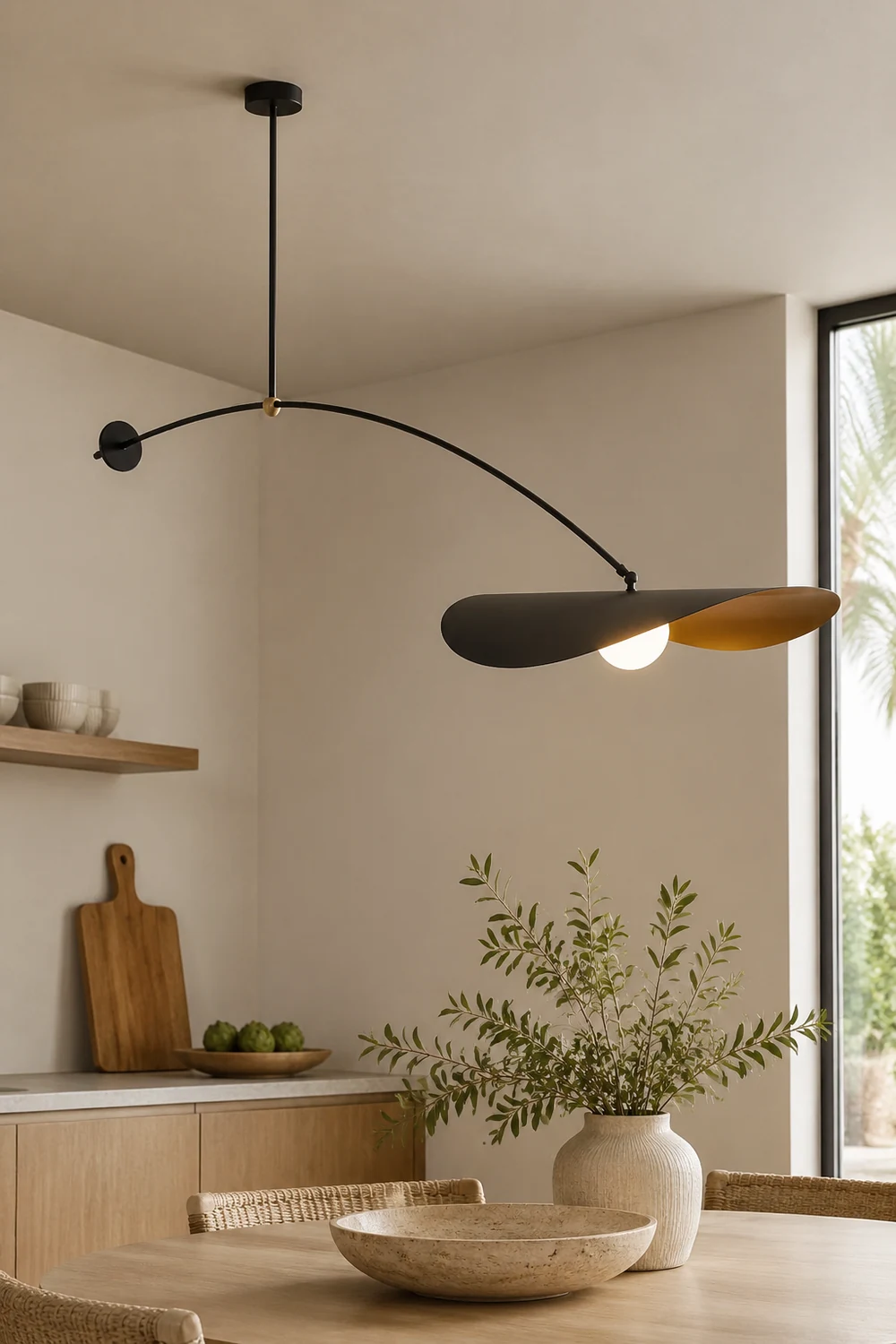 Carins Minimalist LED Leaf Shaped Metal Pendant Light Black/Gold - Lumpaz