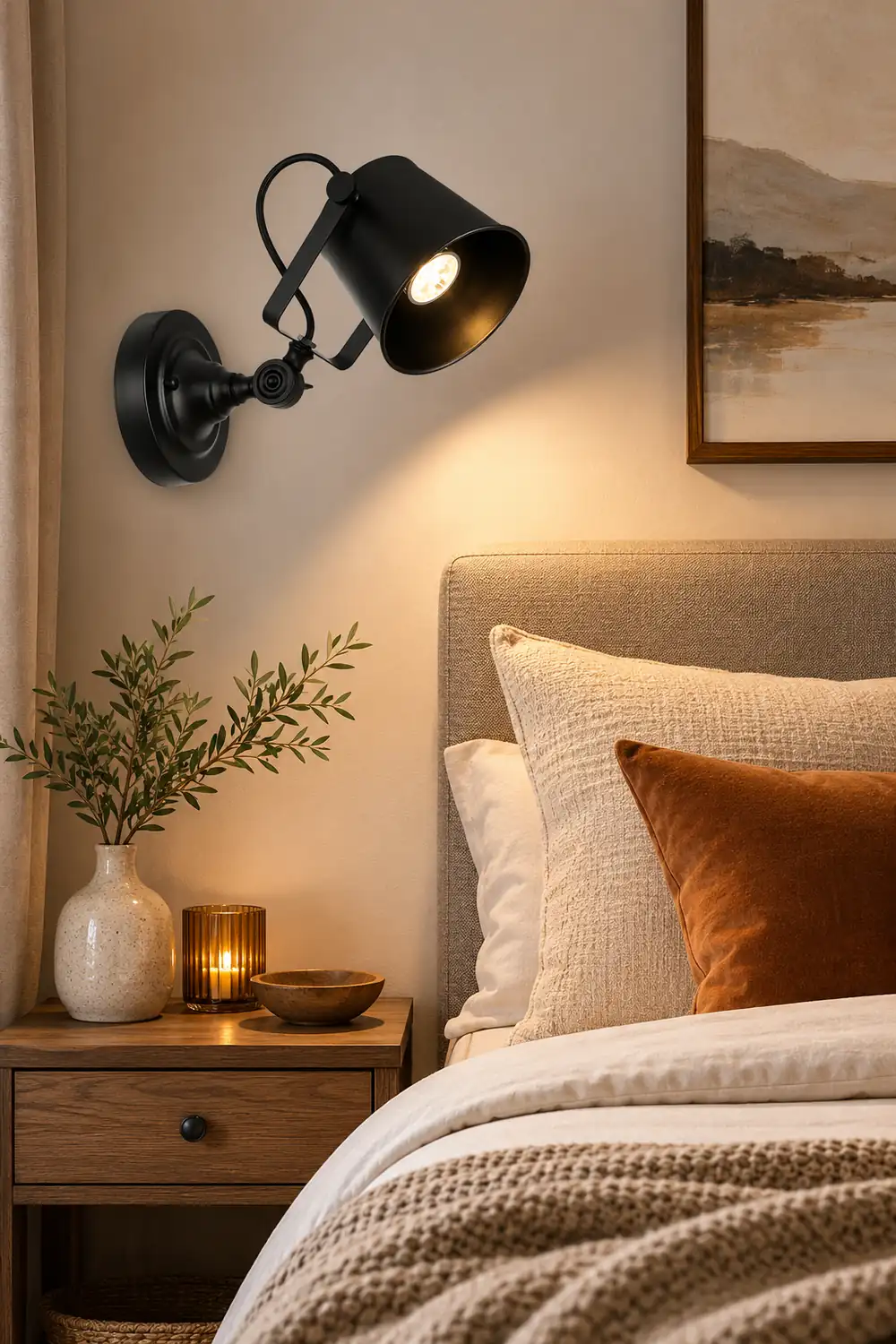 Brady Modern Bucket Metal Adjustable Wall Lamp, Black/Rust - Lumpaz