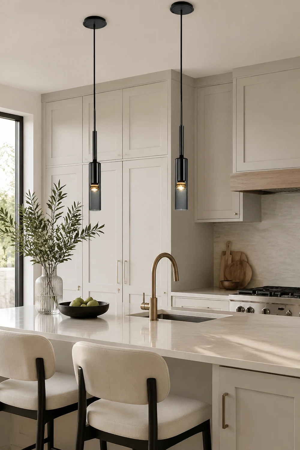 Sanna Modern Glass/Metal Pendant light/Wall Lamp, Black - Lumpaz