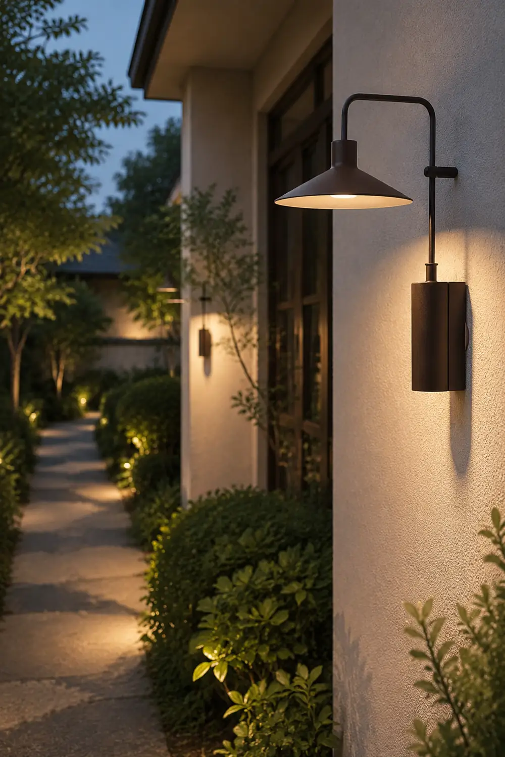 Carins Modern Minimalist Wide Cone Shape Metal Outdoor Waterproof Wall Lamp, Coffee/Green - Lumpaz