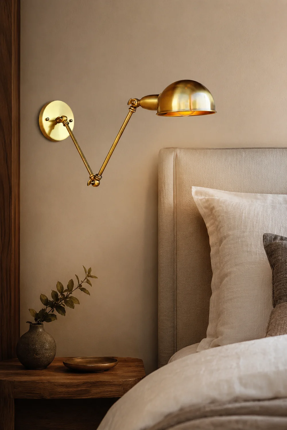 Brady Vintage Semi-sphere Metal Swing Arm Foldable Wall Lamp, Bronze - Lumpaz