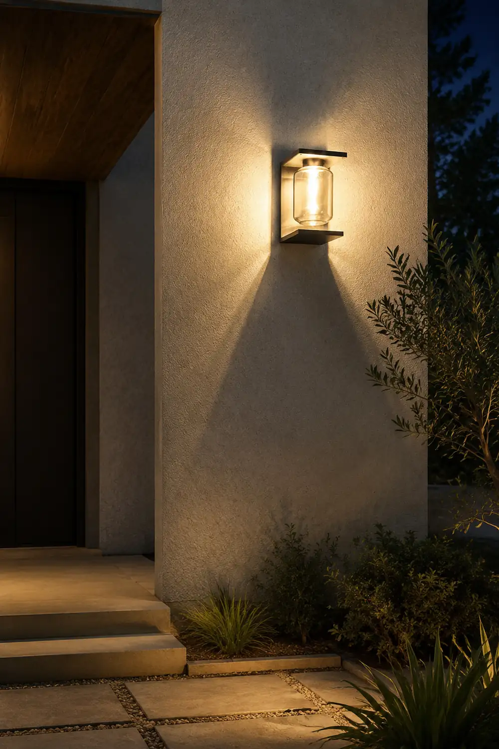 Orr Modern Lantern Glass Outdoor Wall Lamp, Black/Gray - Lumpaz