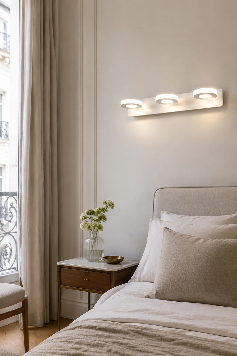 Leigh Minimalist Round Metal Wall Lamp, White, Bathroom - Lumpaz