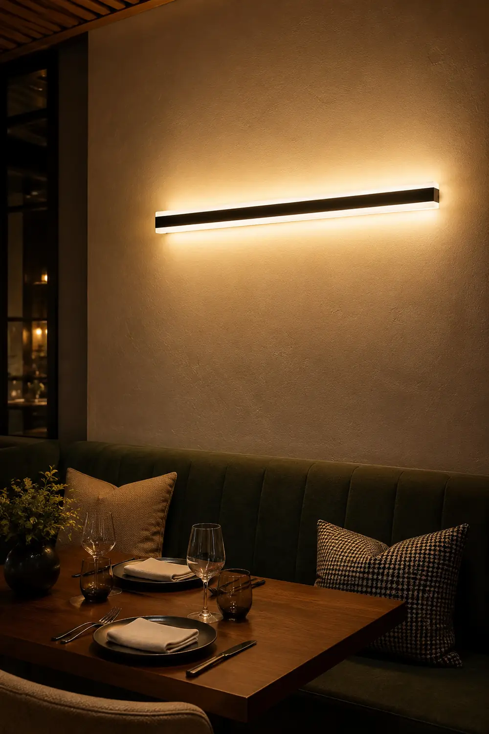 Edge Minimalist Linear Metal/Acrylic Wall Lamp, Bathroom - Lumpaz