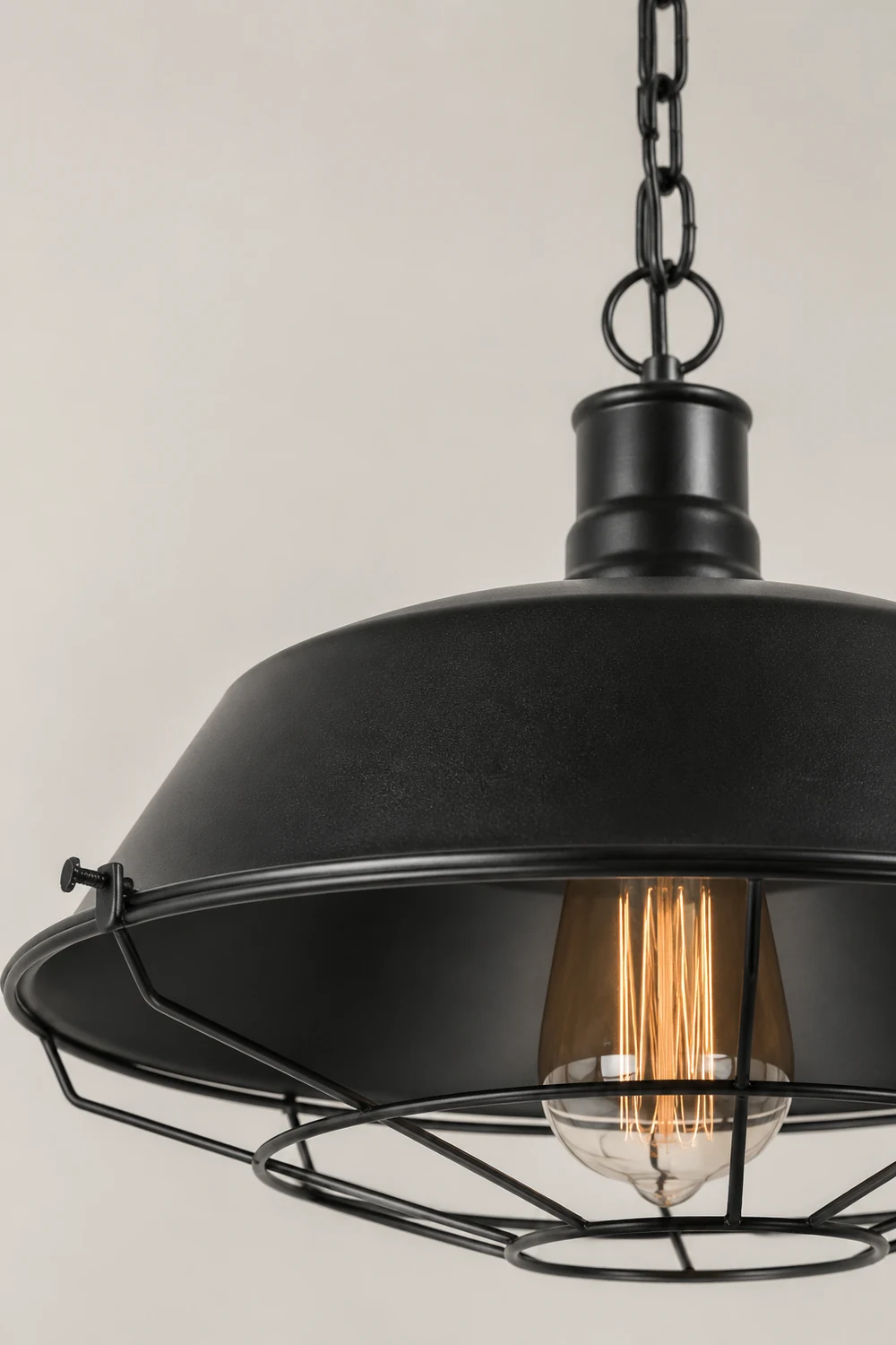 Alessio Farmhouse Swag Barn Pendant Light, Black - Lumpaz