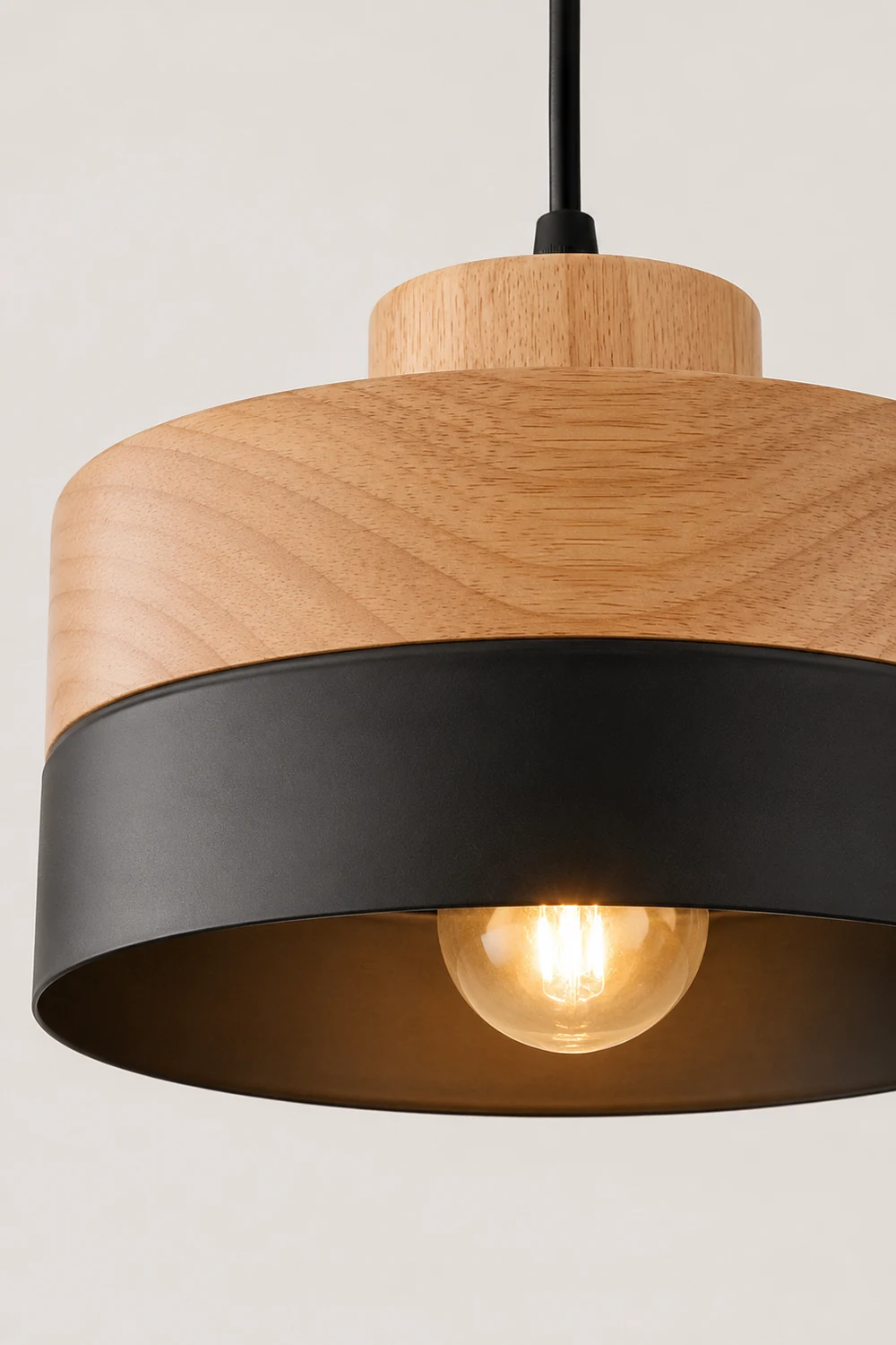 Morandi Modern Square Round Pendant Light Black White Metal Wood Living Room - Lumpaz
