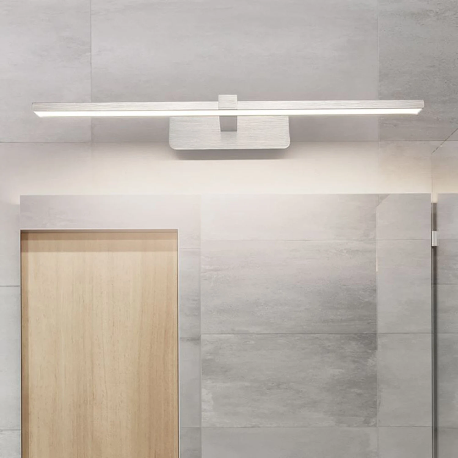 Leigh Nordic Linear Acrylic Mirror Front Wall Lamp, Silver - Lumpaz