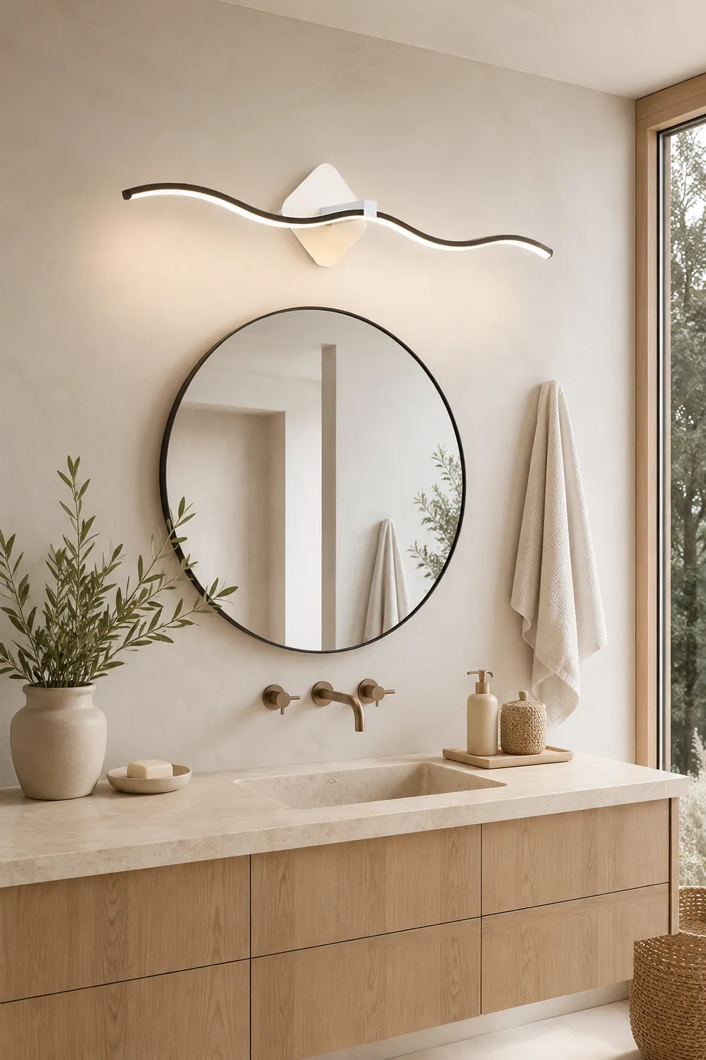 Minimalist Wave Linear Metal Wall Lamp, Black/White - Lumpaz