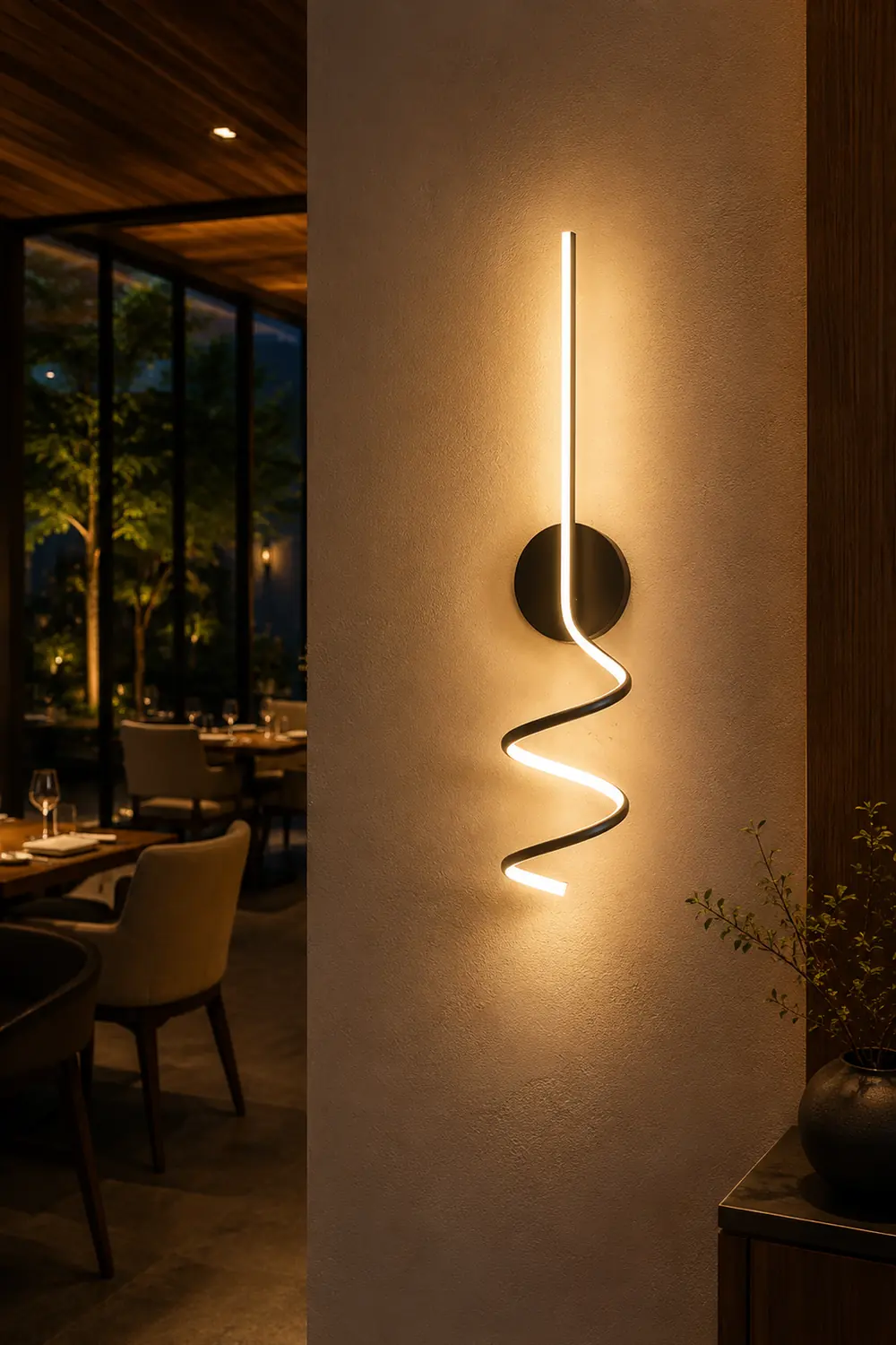 Modern LED Art Interior Wall Light Spiral, Black & White - Lumpaz