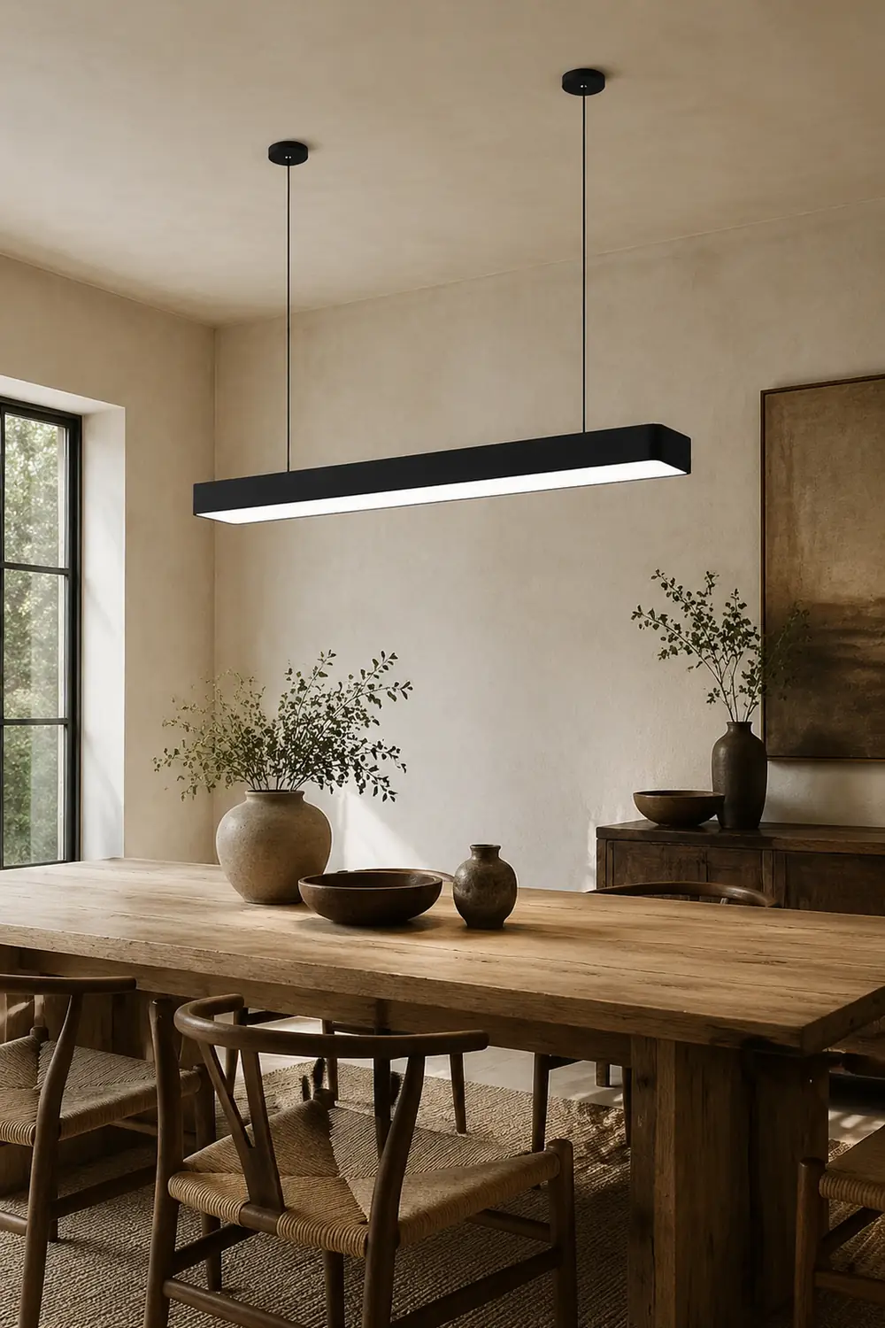 Edge Minimalist Rectangular LED Black Pendant Light Acrylic Office - Lumpaz