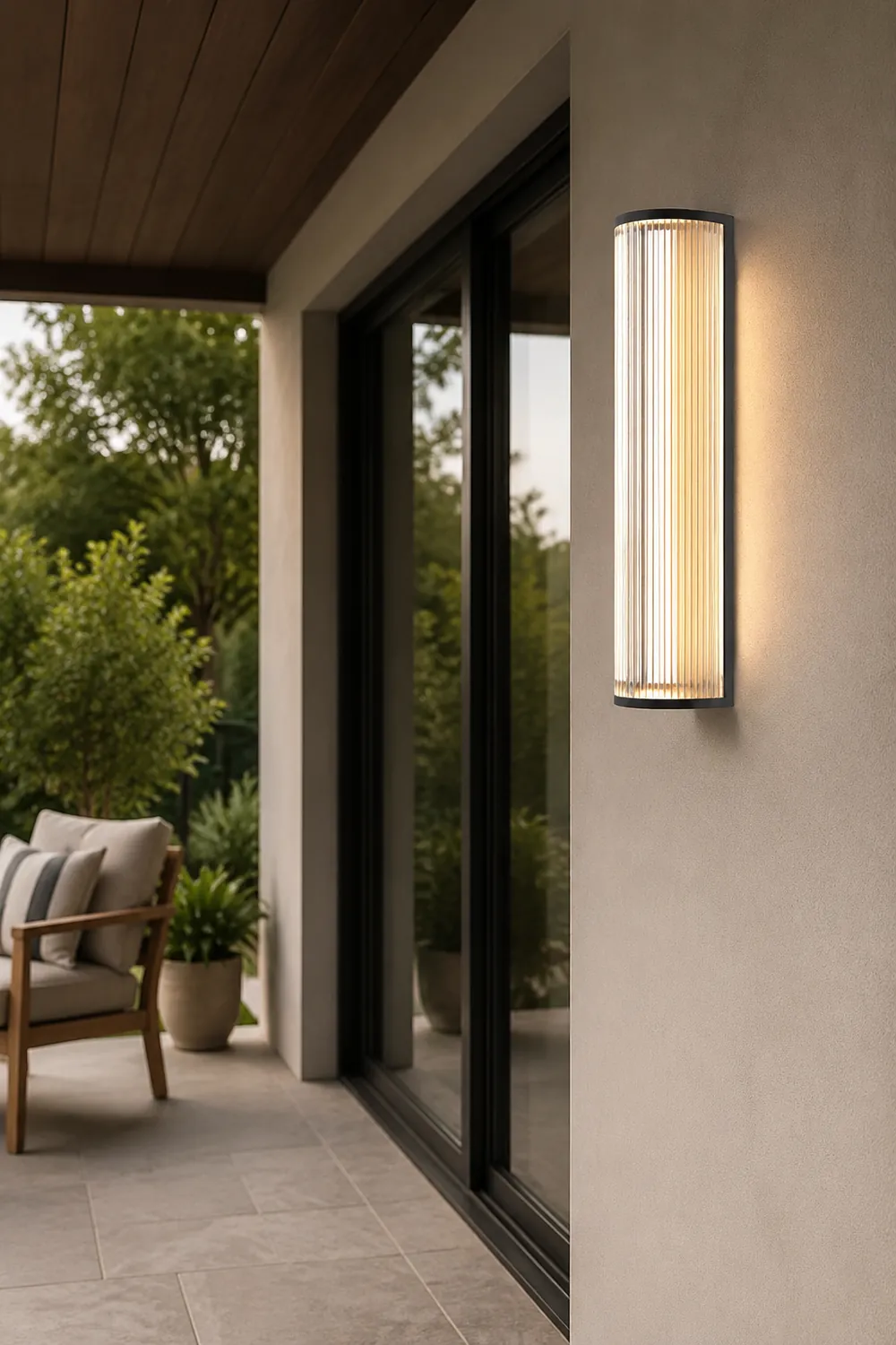 Orr Modern Semi-Cylindrical Outdoor Metal/Acrylic Wall Lamp, Clear/Black - Lumpaz