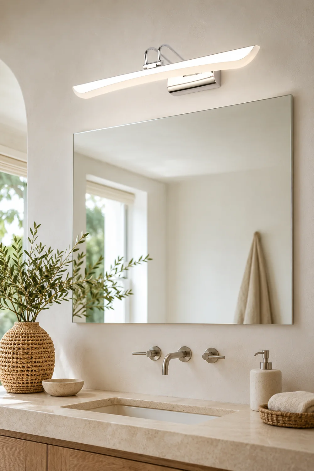 Leigh Modern Linear Metal Mirror Front Vanity Wall Lamp, White - Lumpaz