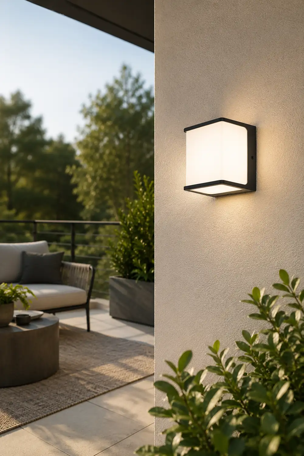 Orr Modern Minimalist Rectangular Acrylic Sensor Solar Outdoor Wall Lamp, Black/White - Lumpaz