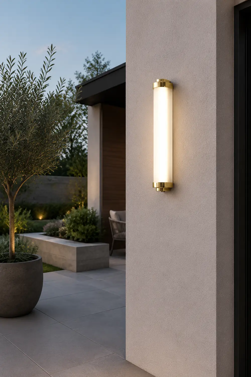 Edge Minimalist Cylindrical Metal Outdoor Wall Lamp, Black/Gold/Silver - Lumpaz