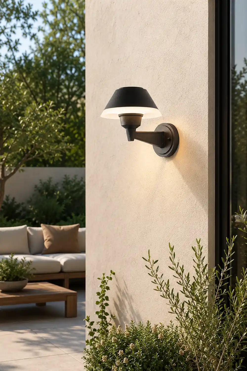 Carins Modern Bowl Metal/Acrylic Outdoor Waterproof Wall Lamp, Black - Lumpaz