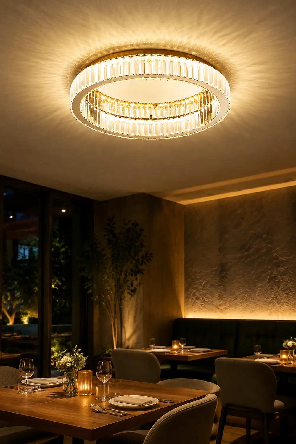 Marliyn Modern Art Deco Circle Crystal/Metal Flush Mount Ceiling Light Gold - Lumpaz