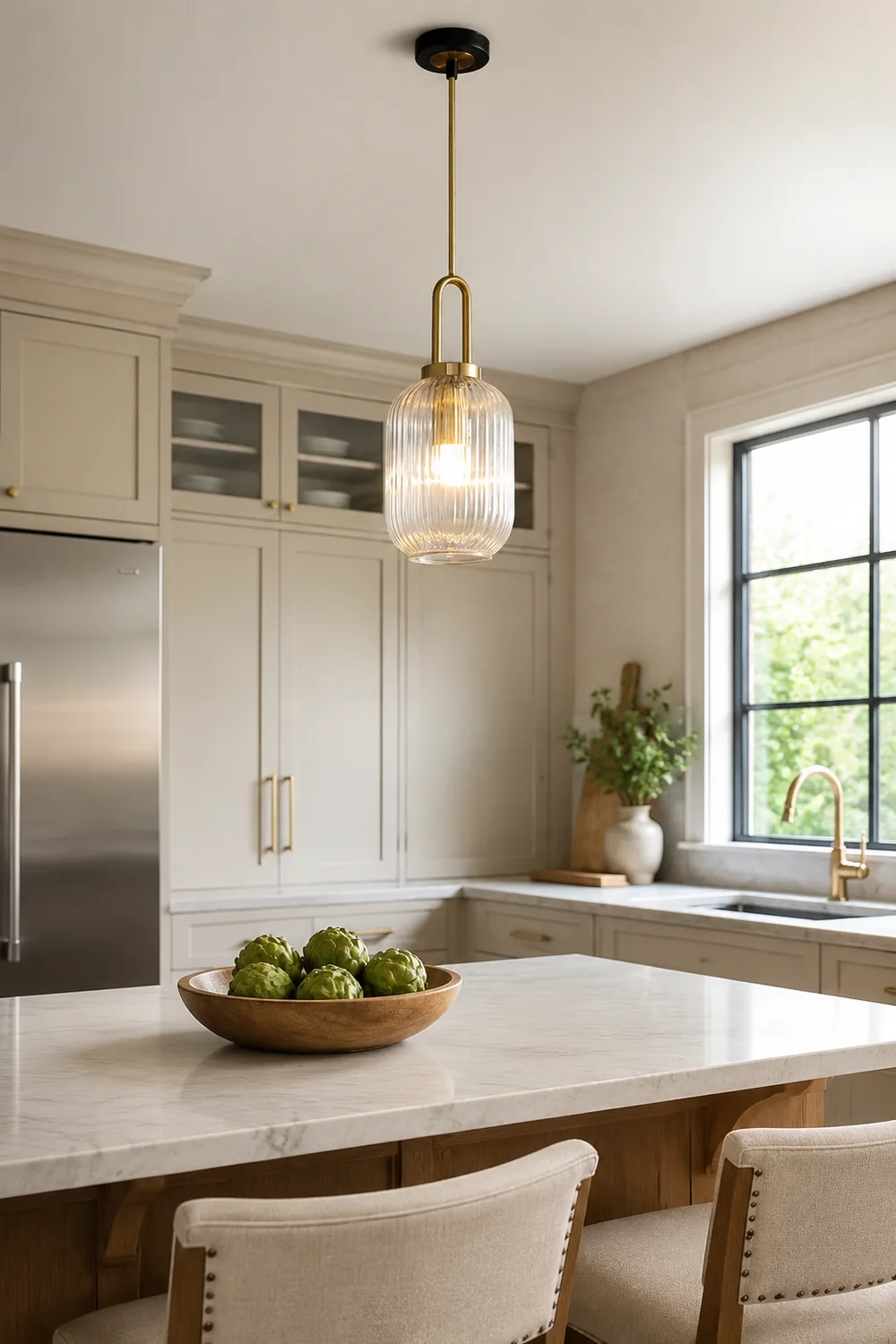 Sanna Modern Ribbed Clear Glass Pendant Light - Lumpaz