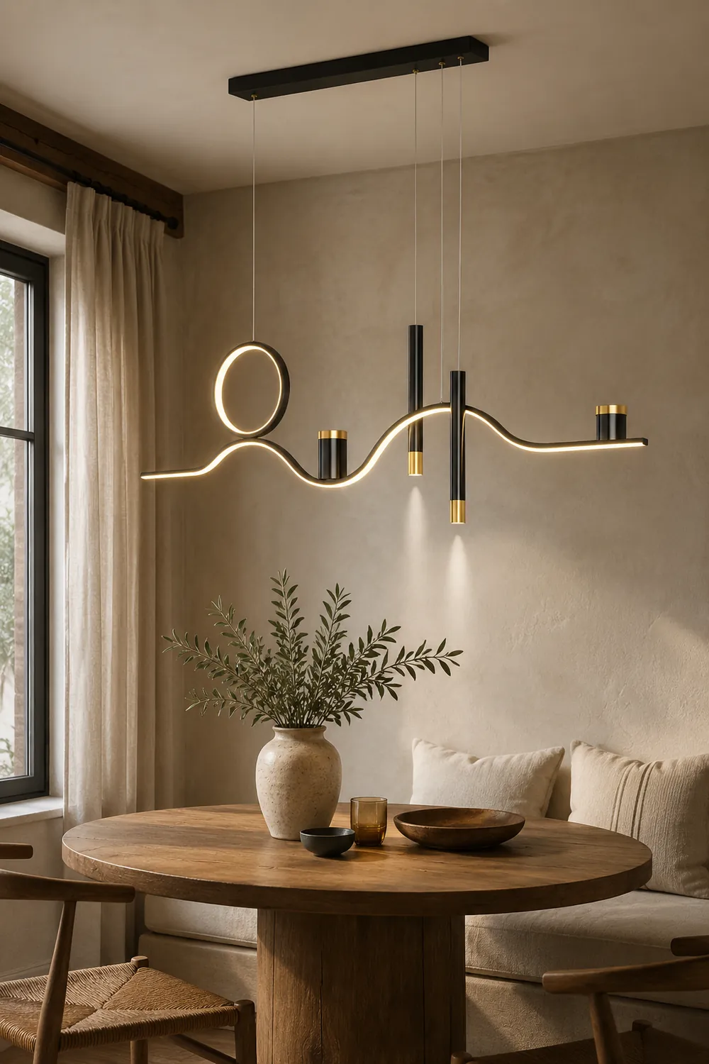 Madina Modern Metal Linear Starry Night Pendant Light, Black - Lumpaz