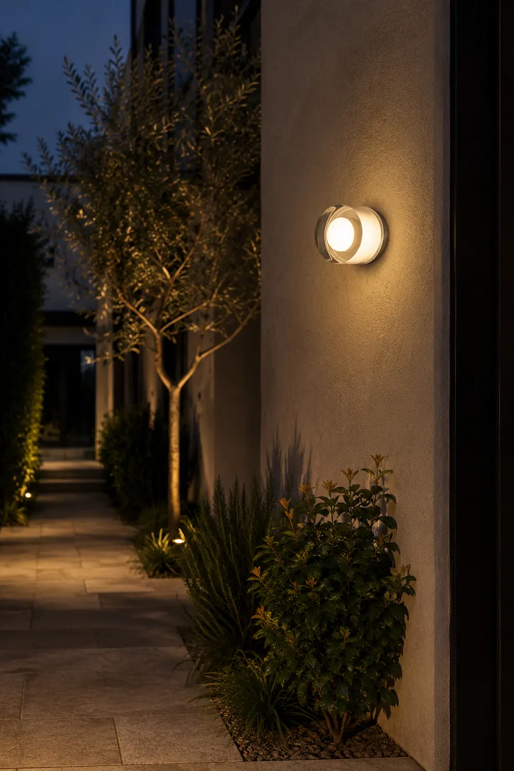 Valentina Modern Mini Drum Metal/Acrylic Outdoor Wall Lamp, Transparent - Lumpaz