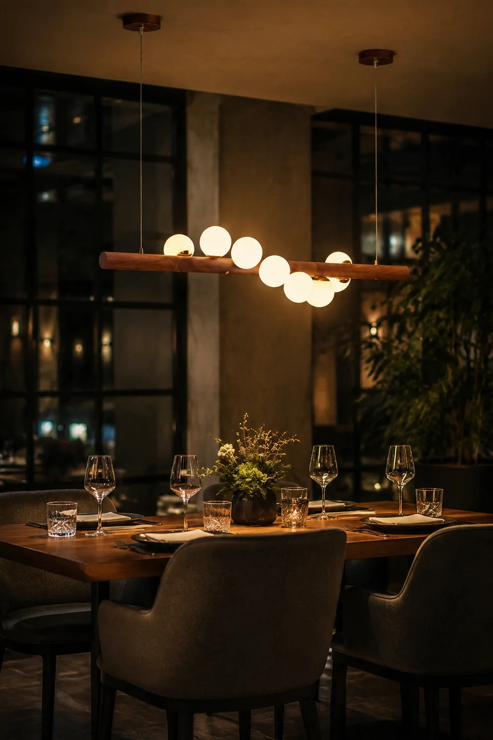 Valentina Glass Bubble Pendant Light Wood/Walnut - Lumpaz