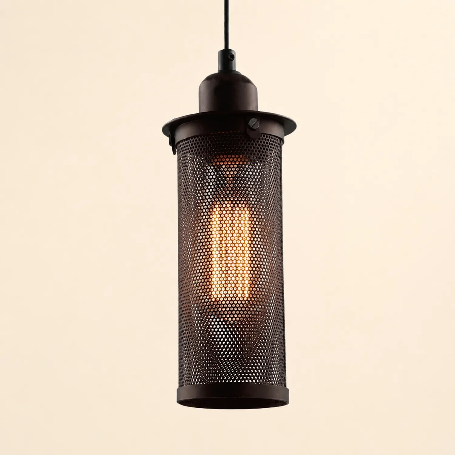Sanna Industrial Metal Pendant Light, Black/Rust - Lumpaz