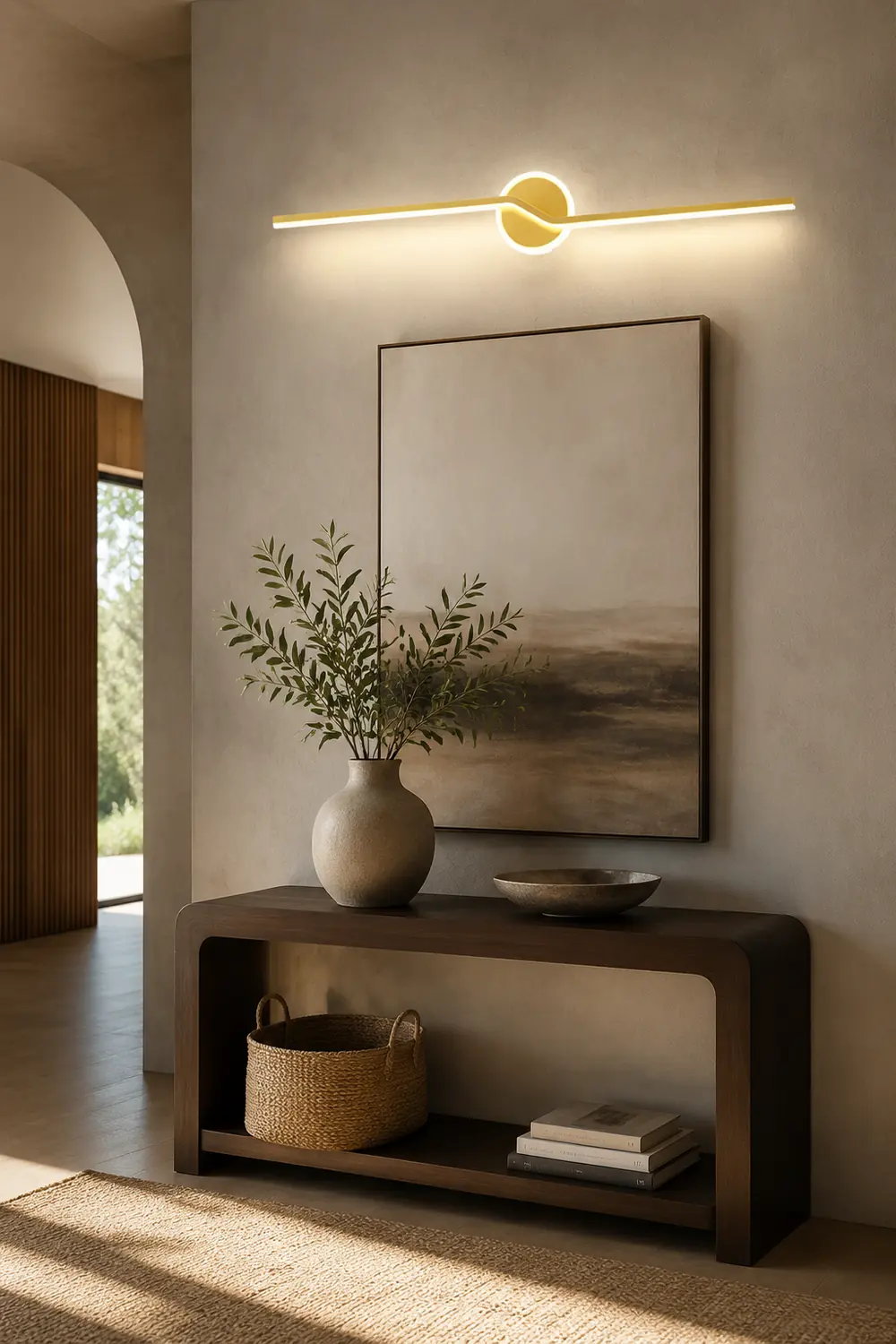 Leigh Wall Lamp Linear Minimalist, Metal, Black/Gold, Bedroom - Lumpaz