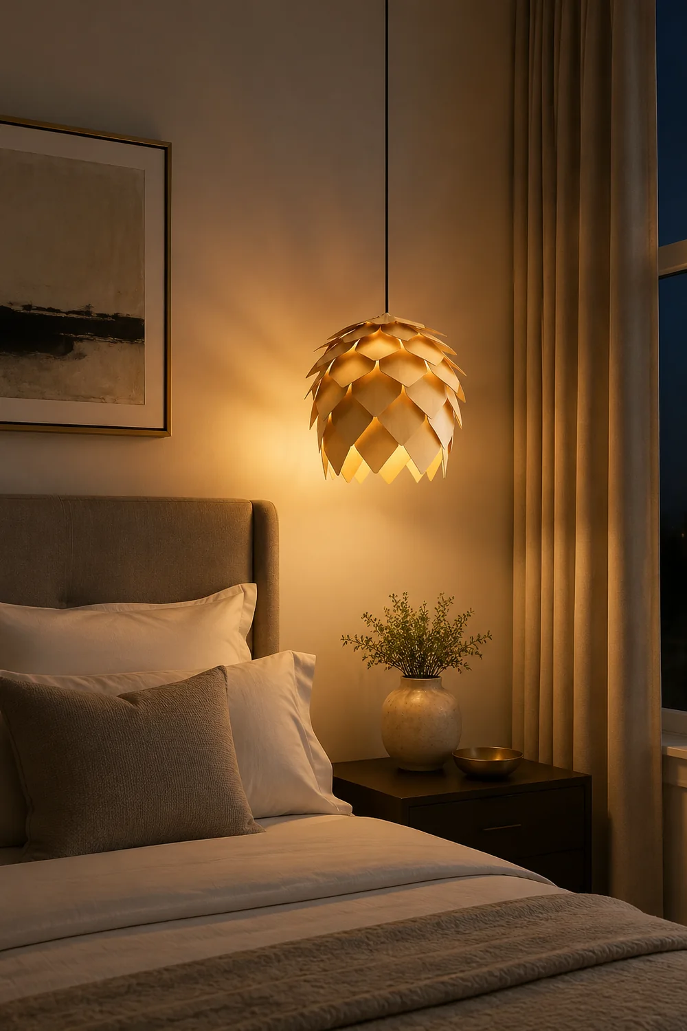 Ozawa Designer Pinecone Shape Wood Pendant Light, 10"/16"/19.5"/23.5" - Lumpaz