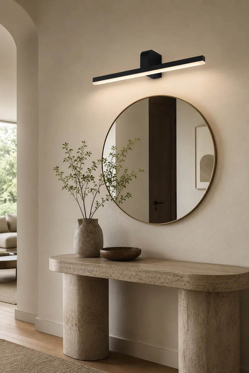 Edge Modern Linear Acrylic Mirror Front Wall Lamp, Black/White - Lumpaz