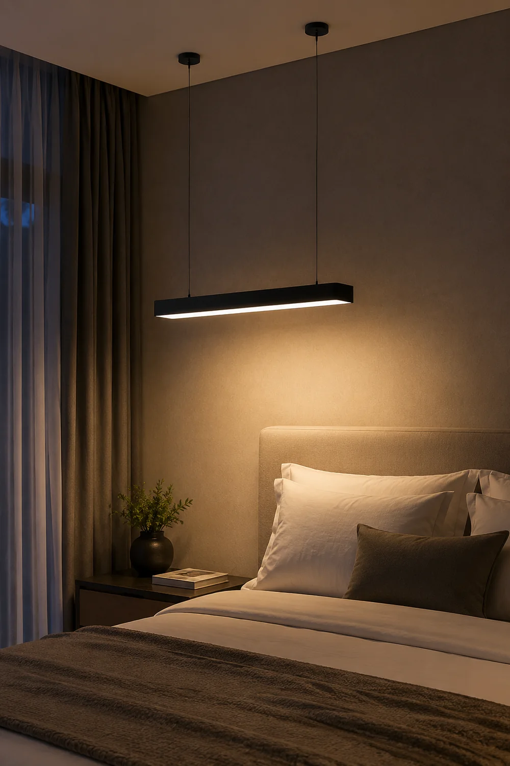 Edge Minimalist Rectangular LED Black Pendant Light Acrylic Office - Lumpaz