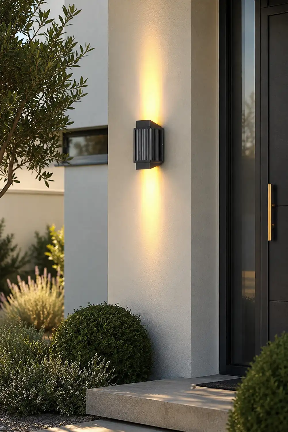 Orr Modern Round/Rectangular Metal/Acrylic Outdoor Wall Lamp, Black - Lumpaz