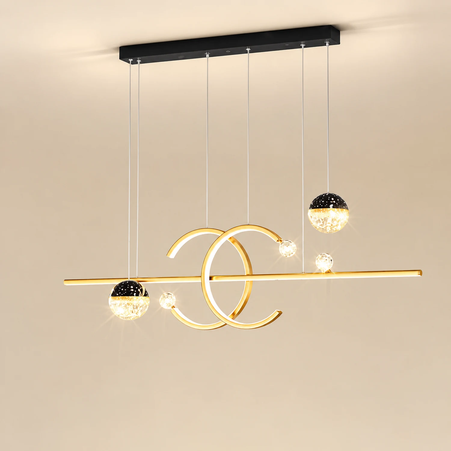 Madina Modern Pendant Light Double-C Gold/Black Dining Room - Lumpaz
