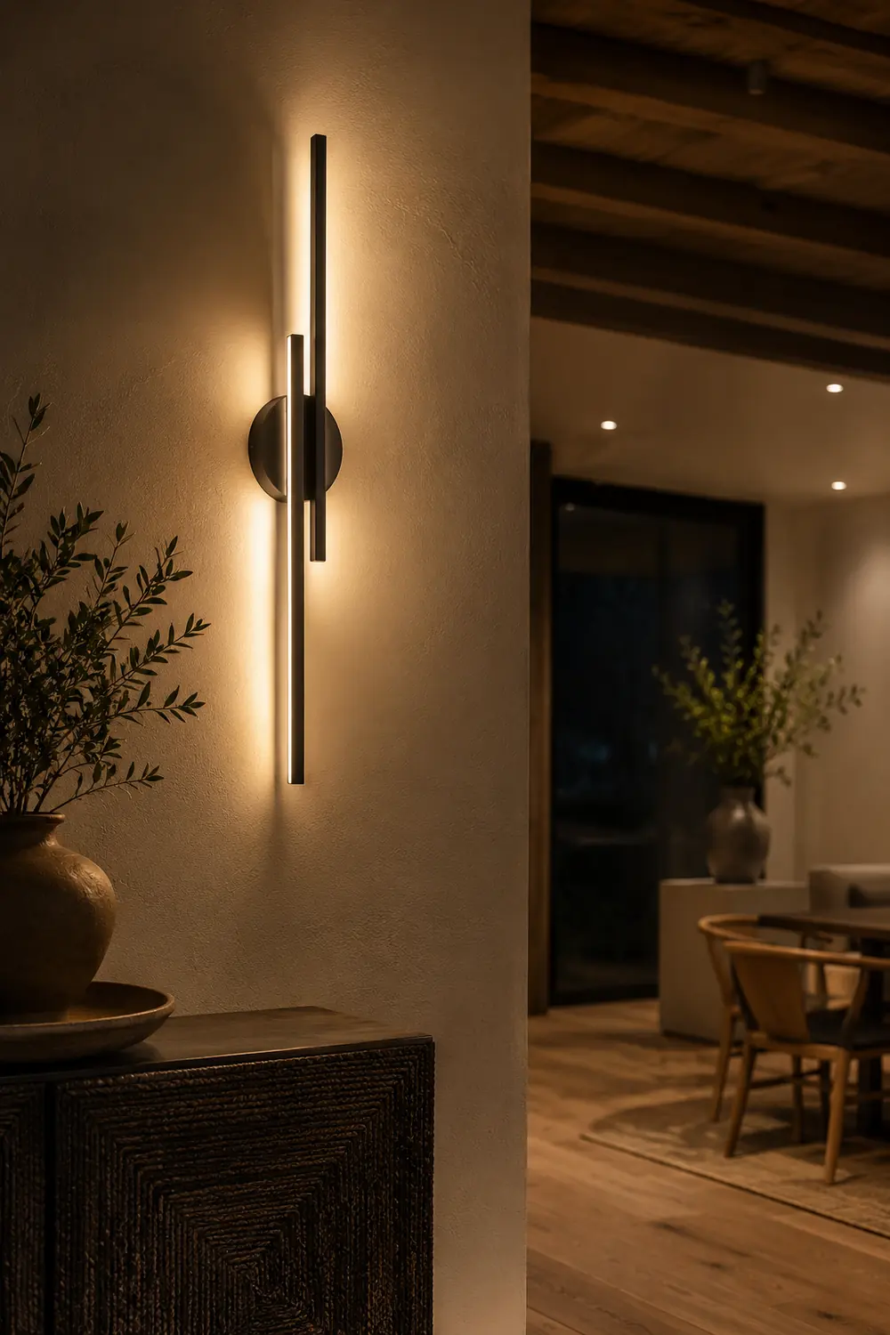 Alana Modern Nordic Disc/Linear Metal LED Wall Lamp, Black/White - Lumpaz