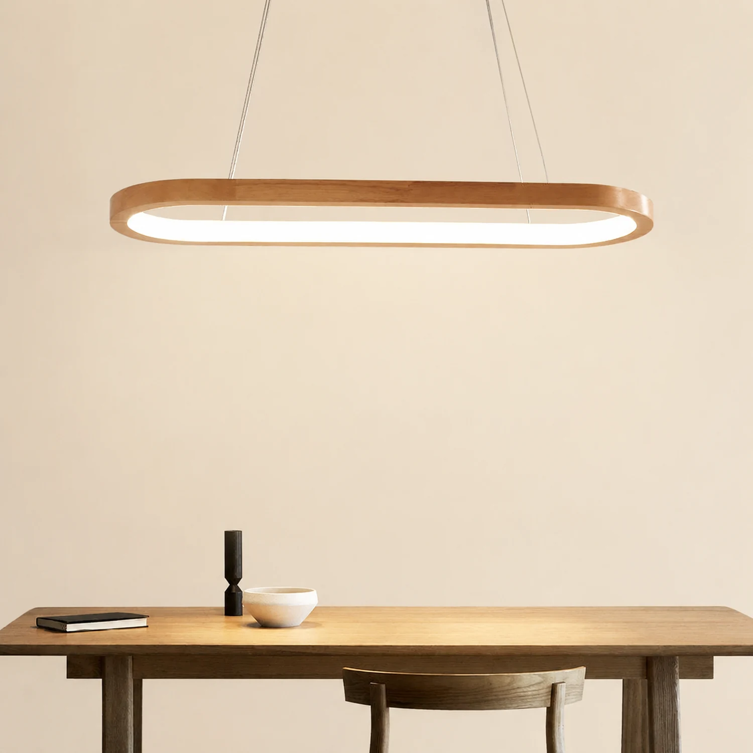 Ozawa Contemporary Oval Wooden Pendant Light Dining Room - Lumpaz